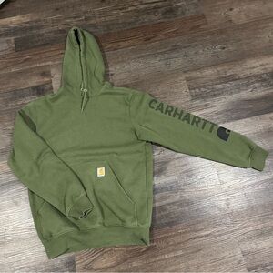Carhartt Olive Hooded Pullover with Sleeve Logo